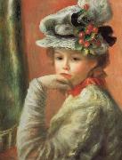 Pierre Renoir Young Girl in a White Hat oil painting reproduction